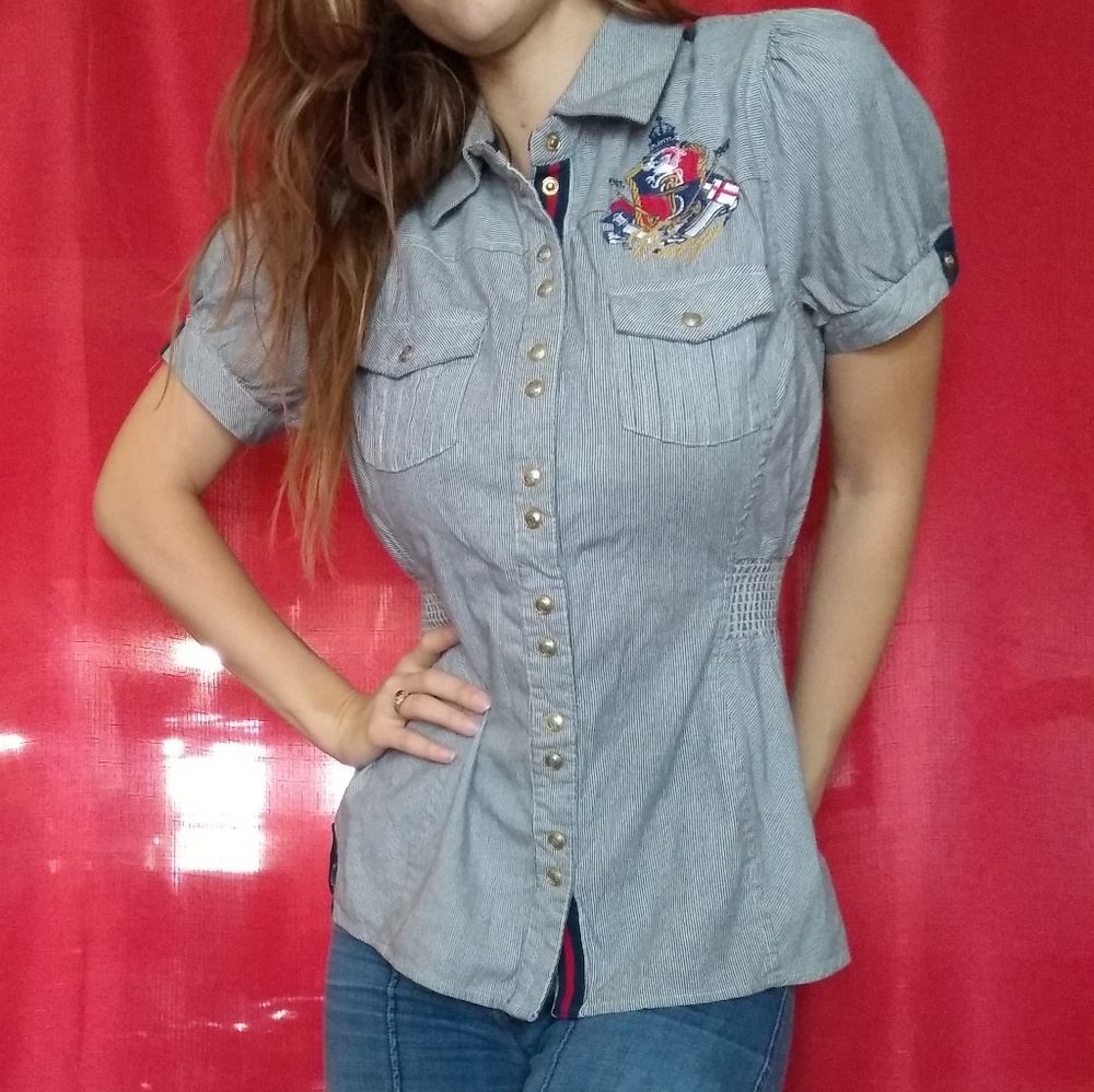 COOGI Snap Up Short Sleeve Shirt Anchor Medium